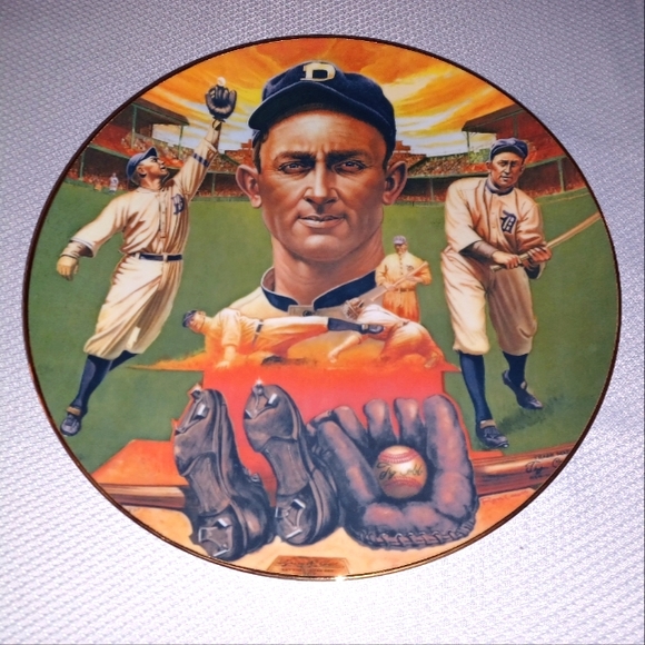 Ty Cobb 1988 Sports Impressions Plate #66 Collector 10" Gold Plate Series - Picture 1 of 4